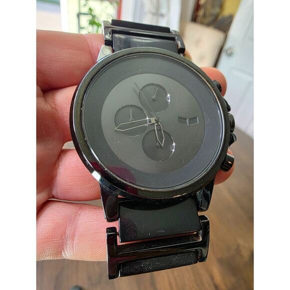 Vintage Vestal Mens Watch Plexi Acetate Black Silver Stainless Dress Rare! - Picture 5 of 16